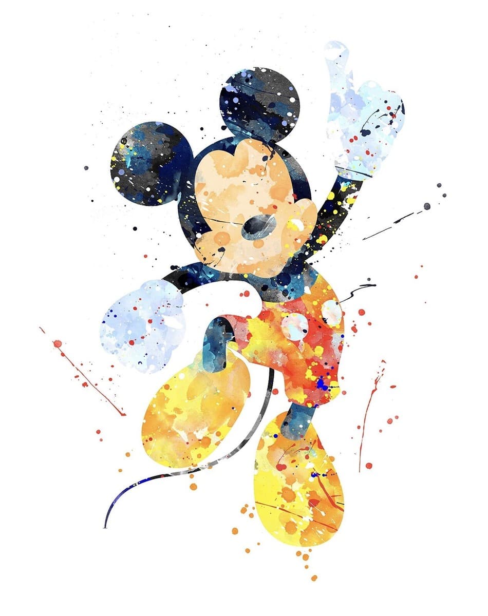 Ilustração em aquarela do Mickey Mouse